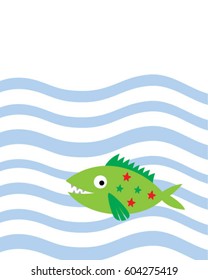 cute fish in the sea vector