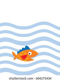cute fish in the sea vector