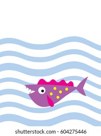 cute fish in the sea vector