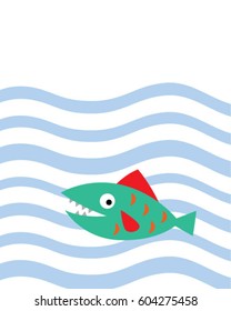 cute fish in the sea vector