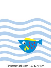 cute fish in the sea vector