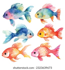 Cute Fish sea watercolor design clipart