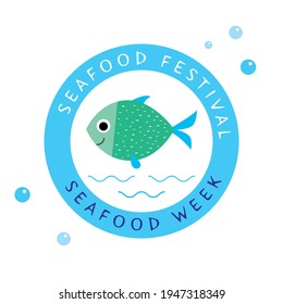 cute fish seafood festival graphic icon design vector