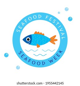 cute fish seafood festival graphic icon design vector