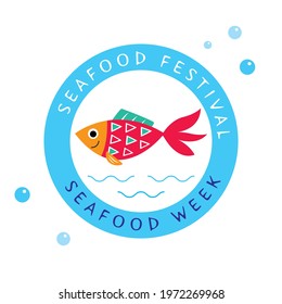 cute fish seafood festival graphic icon design vector