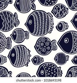 Cute fish. Seamless pattern.