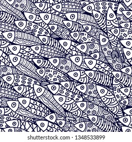 Cute fish. Seamless pattern. Can be used in textile industry, paper, background.