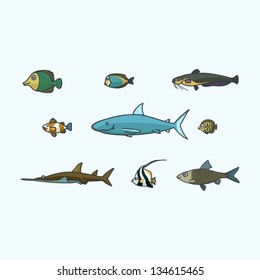 Cute fish set