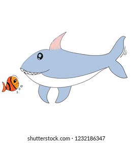 cute fish shark  cartoon