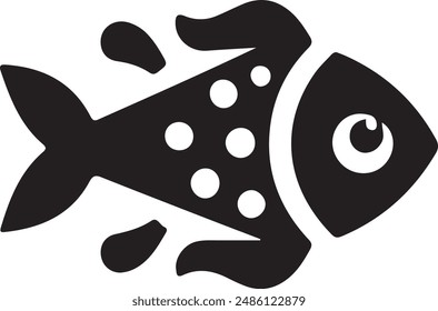 Cute Fish Silhouette Vector Art Illustration