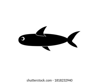 Cute fish silhouette vector isolated on white