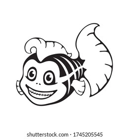 Cute fish skeleton. Halloween template for print, pattern.