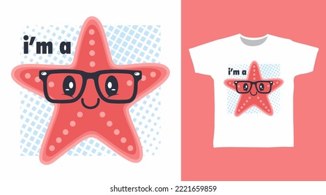 Cute fish star cartoon tshirt art design