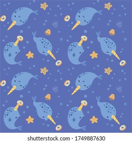 Cute fish summer blue pattern