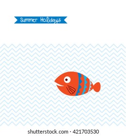 cute fish summer holidays greeting card