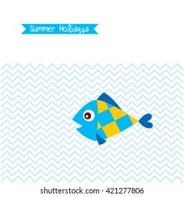 cute fish summer holidays vector illustration