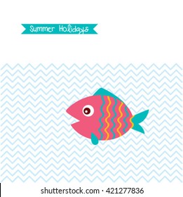 cute fish summer holidays vector illustration