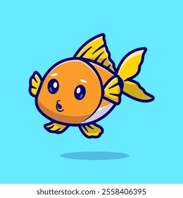 Cute Fish Swimming Cartoon Vector Icon Illustration. Animal 
Nature Icon Concept Isolated Premium Vector. Flat Cartoon 
Style 