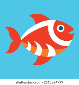 Cute fish swimming in nature, fresh seafood icon isolated