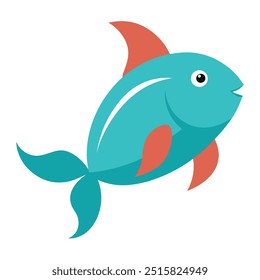 Cute fish swimming in nature, fresh seafood icon isolated