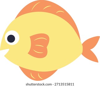 Cute fish swimming in side view, flat cartoon vector illustration ideal for marine education, children books, learning materials, and playful design.
