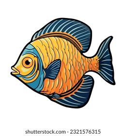 Cute fish swimming in tropical reef waters icon isolated