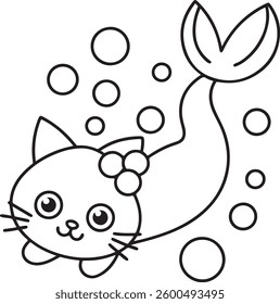 Cute Fish Tank Coloring Page – Simple and Fun Aquarium Illustration – Easy Printable for Kids and Adults – Goldfish, Bubbles, and Water Scene Art