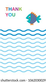 cute fish thank you card vector