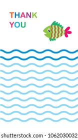 cute fish thank you card vector