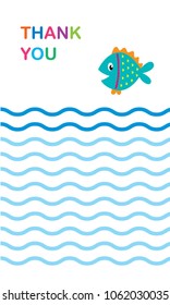 cute fish thank you card vector