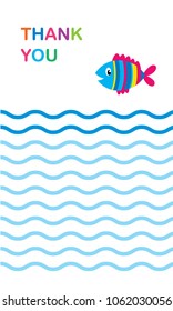 cute fish thank you card vector