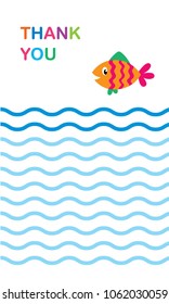 cute fish thank you card vector