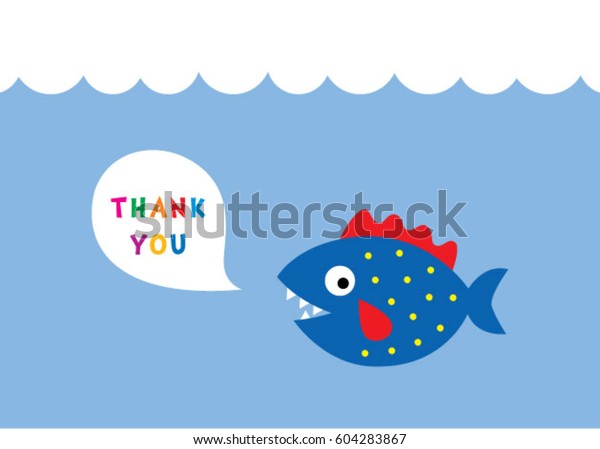 Cute Fish Thank You Card Vector Stock Vector (Royalty Free) 604283867 ...