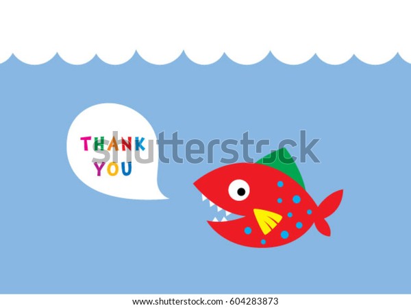 Cute Fish Thank You Card Vector Stock Vector (Royalty Free) 604283873