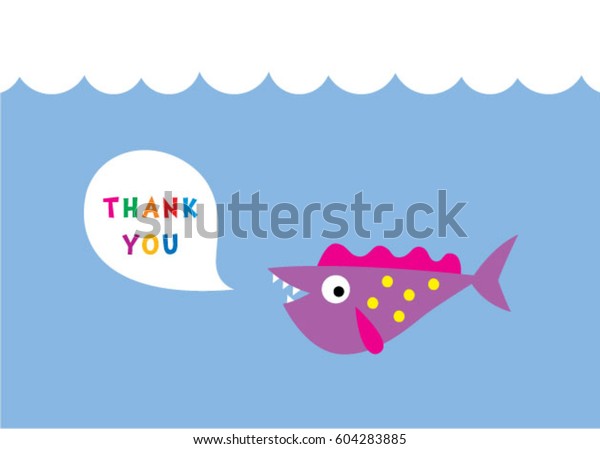 Cute Fish Thank You Card Vector Stock Vector (Royalty Free) 604283885