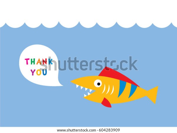 Cute Fish Thank You Card Vector Stock Vector (Royalty Free) 604283909