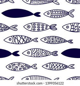 Cute fish. Trendy seamless pattern designs. Can be used for wallpaper, textile, invitation card, wrapping, web page background.