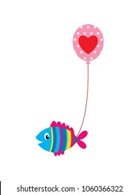 cute fish valentine greeting vector