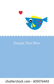 cute fish valentine love card vector