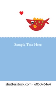 cute fish valentine love card vector