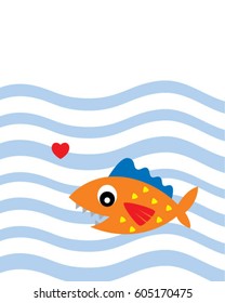 cute fish valentine love card