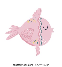 Cute fish vector characters. Colorful tropical fish vector illustration. Sea fish isolated on white background.