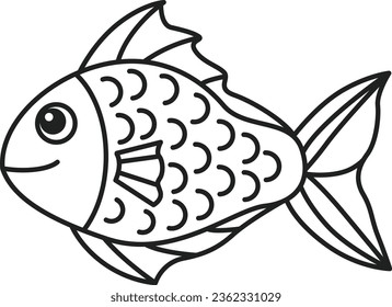 A Cute fish vector was designed using lines. A Fish art illustration.