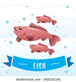 Cute fish vector. Funny fish vector character, Sea animal vector illustration. Cartoon aquarium fish 