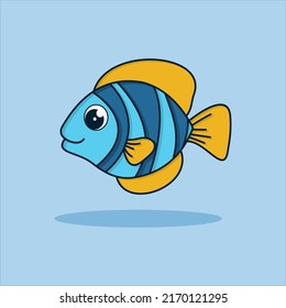 Cute fish vector icon illustration. flat cartoon style. animal nature icon concept