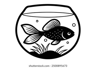 Cute Fish Vector Illustration, Cartoon, Clipart  Line Art Design Charming fish vector design, ideal for aquatic-themed projects and playful printables