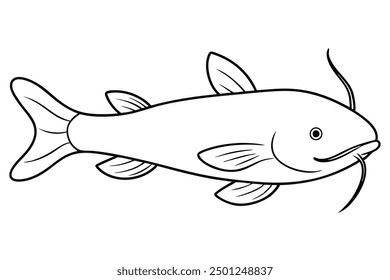 A Cute Fish Vector Illustration, Cartoon, Clipart, and Line Art Design Charming fish illustration perfect for aquatic-themed designs and creative projects.