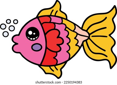 Cute Fish Vector illustration clipart. Tshirt, logo, template.