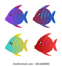 Cute fish vector illustration colorful on white background.