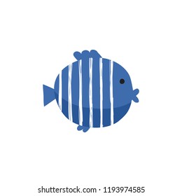 Cute fish vector illustration icons set. Tropical fish, sea fish, aquarium fish